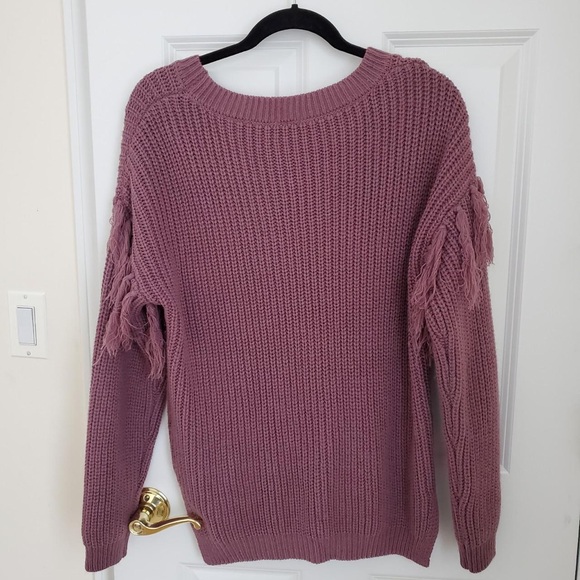 Charlotte Russe Purple Tassel Long Sleeve Sweater - Picture 7 of 7